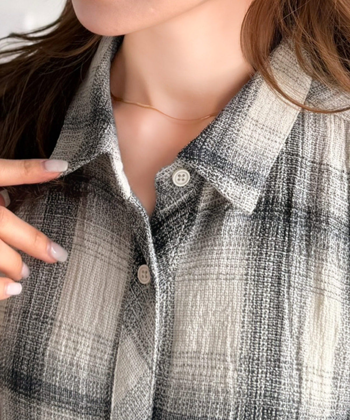 気分はリゾート♪大人可愛いチェック柄がポイント。パナマ風フレンチスリーブチェックチュニック ce1010590