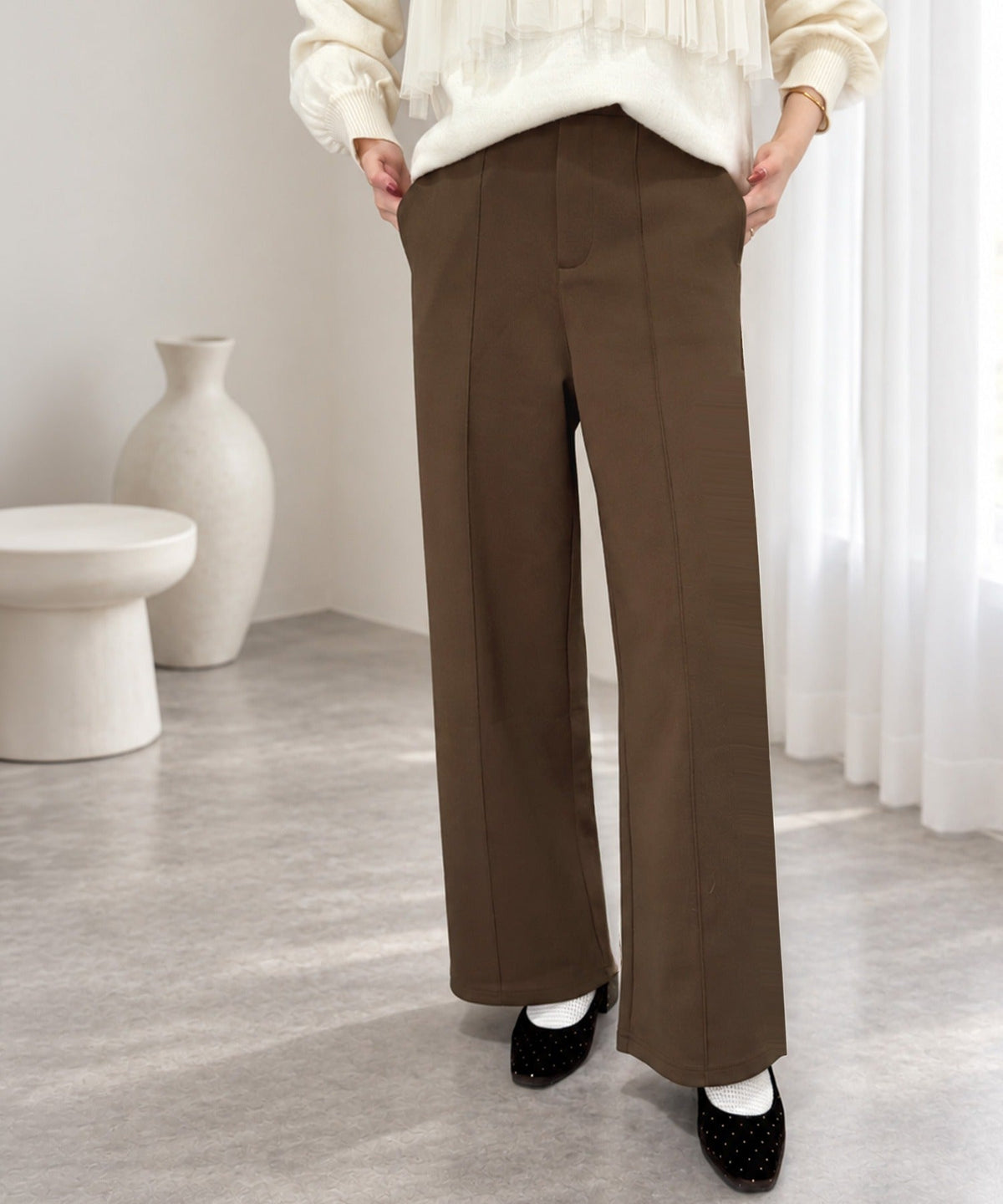 《ERIKOさん×クラシカルエルフコラボ》履くだけで美脚魅せ◎ 柔らかダンボールセンタープレスパンツ ce1015114