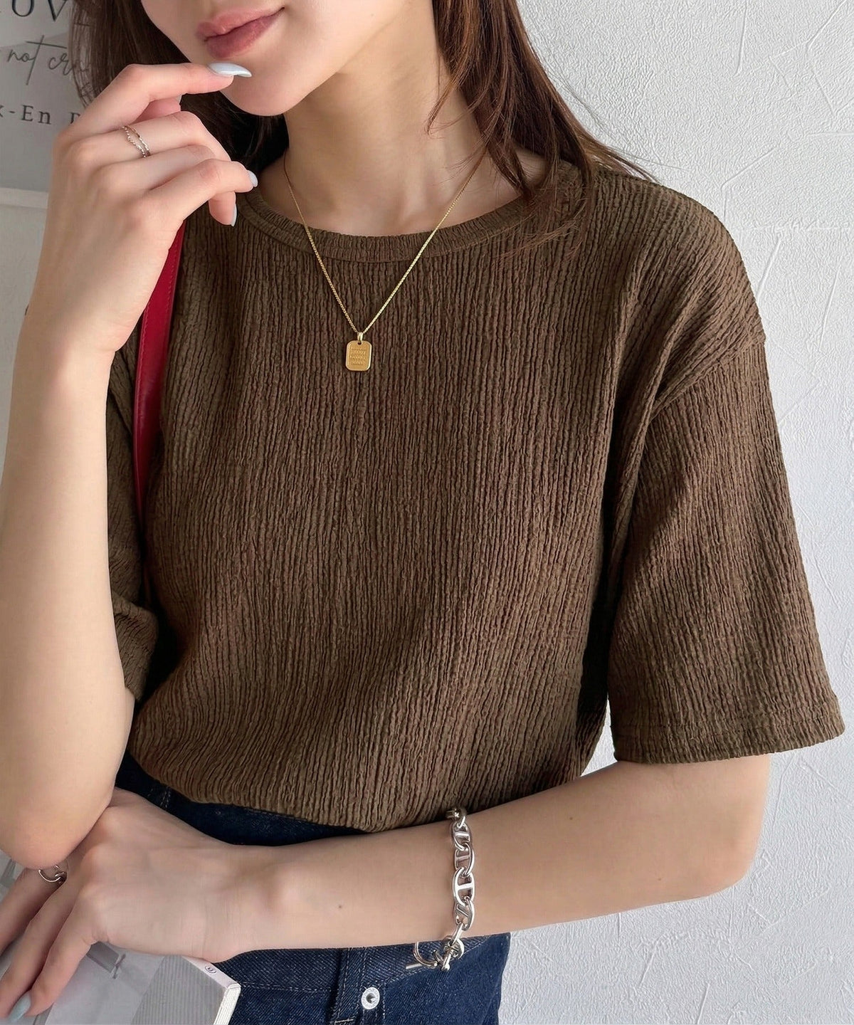 軽やか涼感、さらり抜け感。楊柳ベーシックTシャツ(半袖) ce1260529