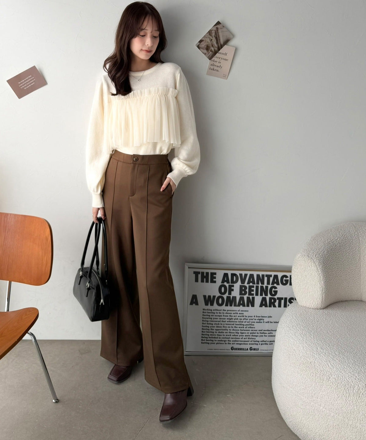 《ERIKOさん×クラシカルエルフコラボ》履くだけで美脚魅せ◎ 柔らかダンボールセンタープレスパンツ ce1015114