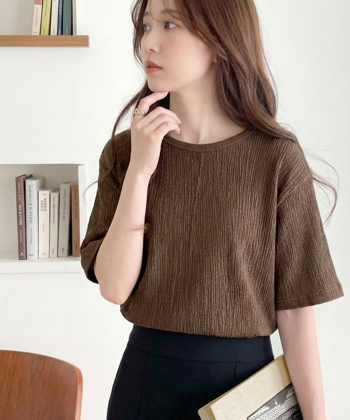 軽やか涼感、さらり抜け感。楊柳ベーシックTシャツ(半袖) ce1260529