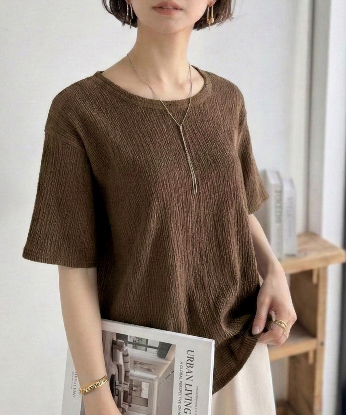 軽やか涼感、さらり抜け感。楊柳ベーシックTシャツ(半袖) ce1260529