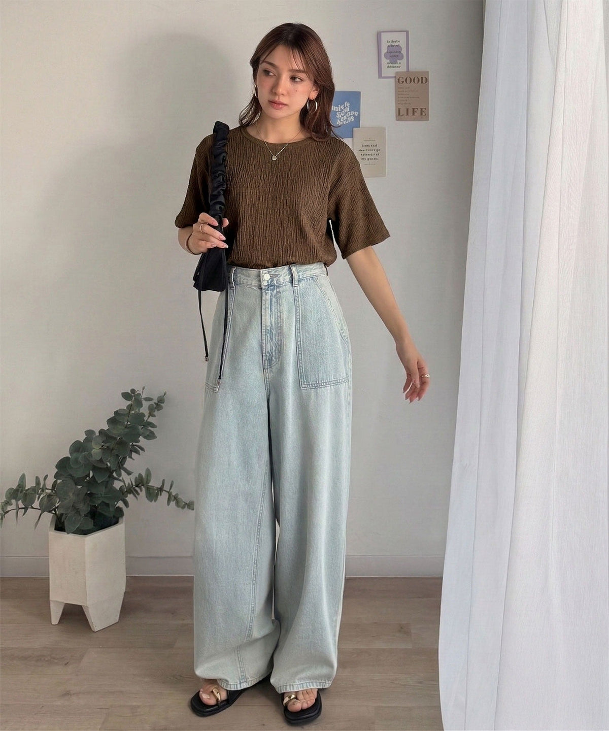 軽やか涼感、さらり抜け感。楊柳ベーシックTシャツ(半袖) ce1260529