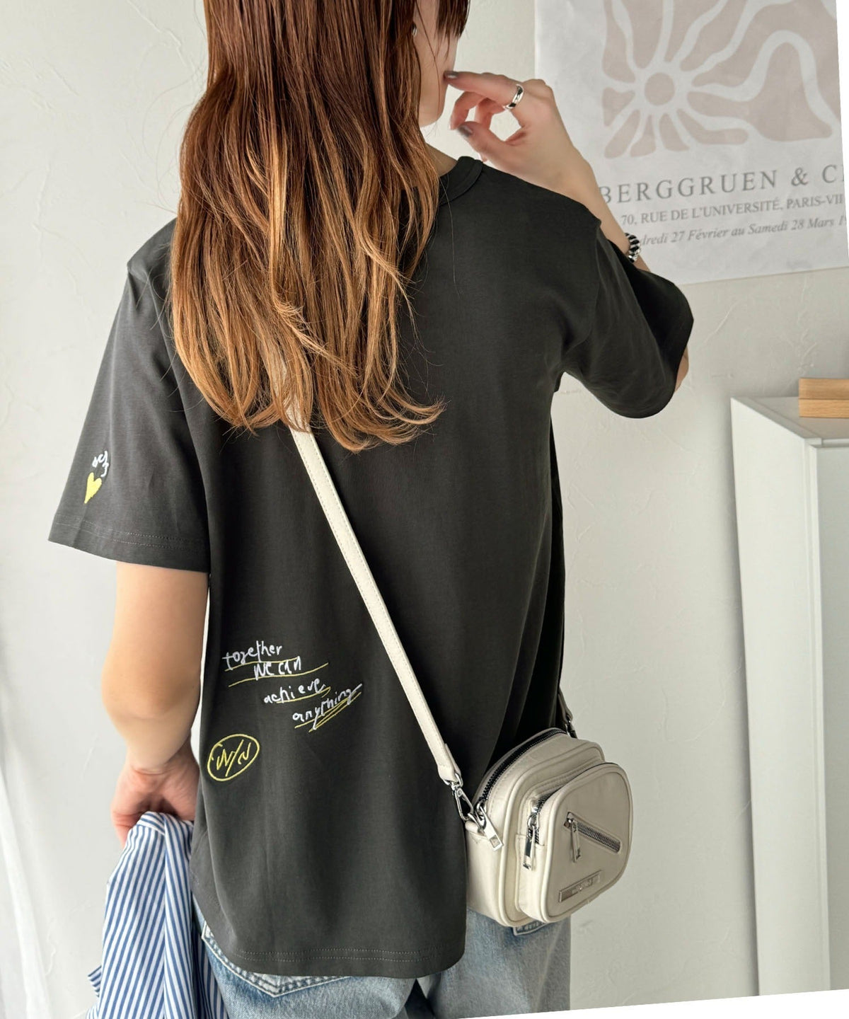 【キッズ】親子リンクコーデも楽しめる！綿100%らくがき風刺繍 無地＆ボーダー柄半袖Tシャツ ck1260396
