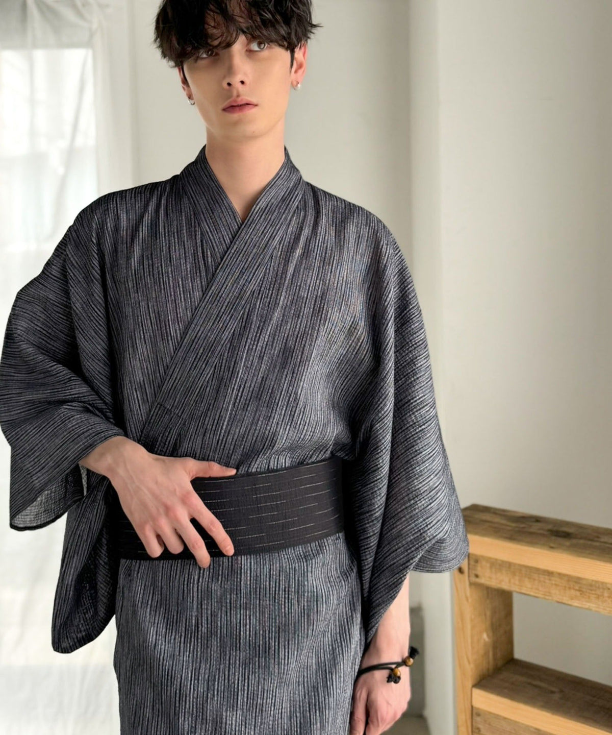 【5点セット】届いたその日から楽しめる。綿100％しじら織りメンズ浴衣 cm1070225