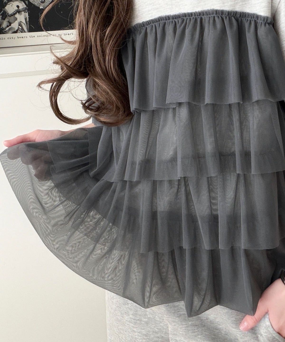 重ねてる風、が今っぽい。ビスチェ風チュールフリルドッキングTシャツ（半袖） ce1010572