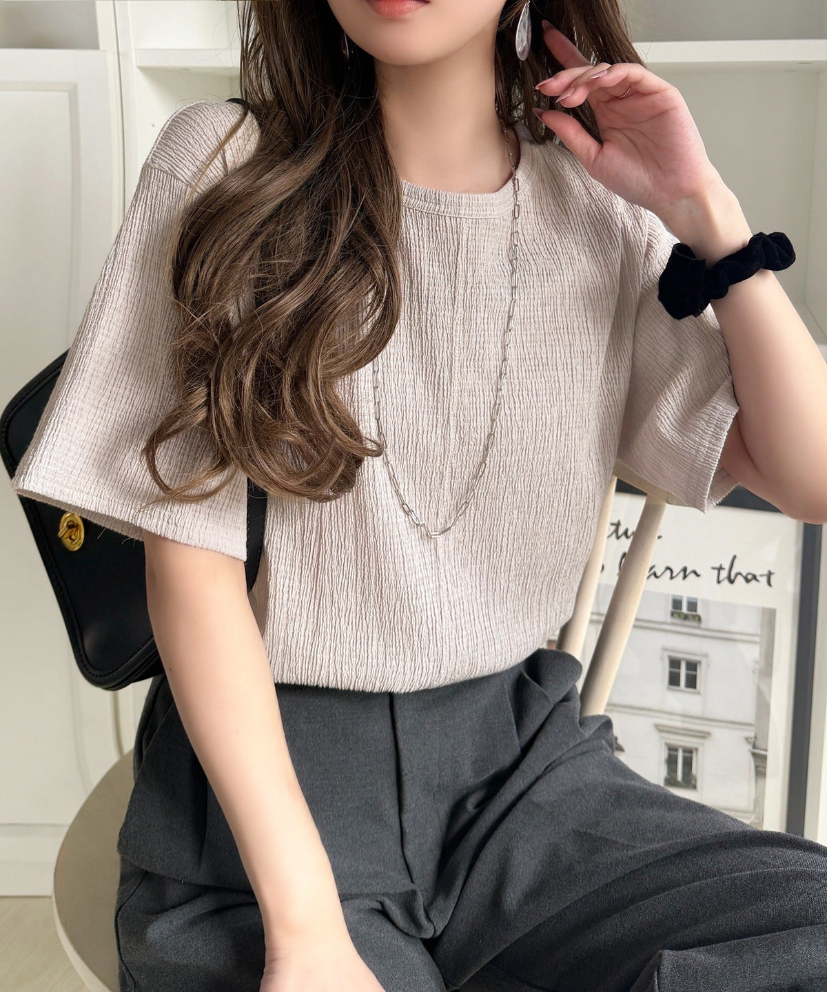 軽やか涼感、さらり抜け感。楊柳ベーシックTシャツ(半袖) ce1260529