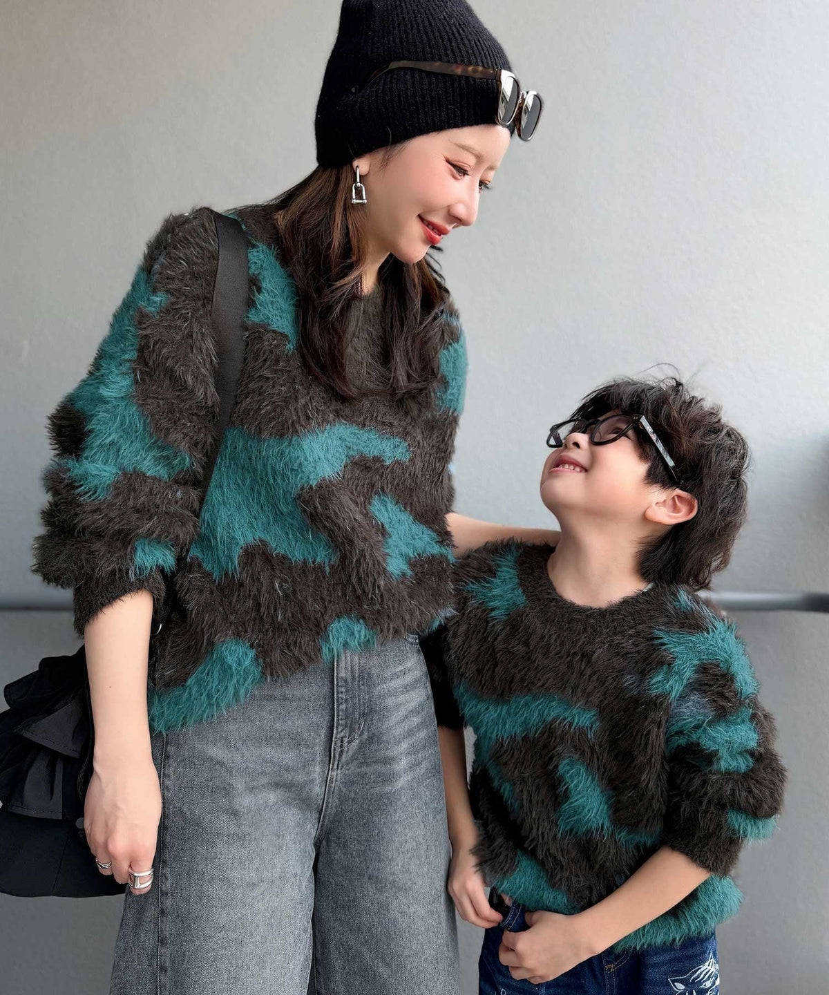 《MAIKOさん×クラシカルエルフコラボ》【親子リンクコーデ可】1枚で主役級！ニュアンス柄ニットプルオーバー ce1015113