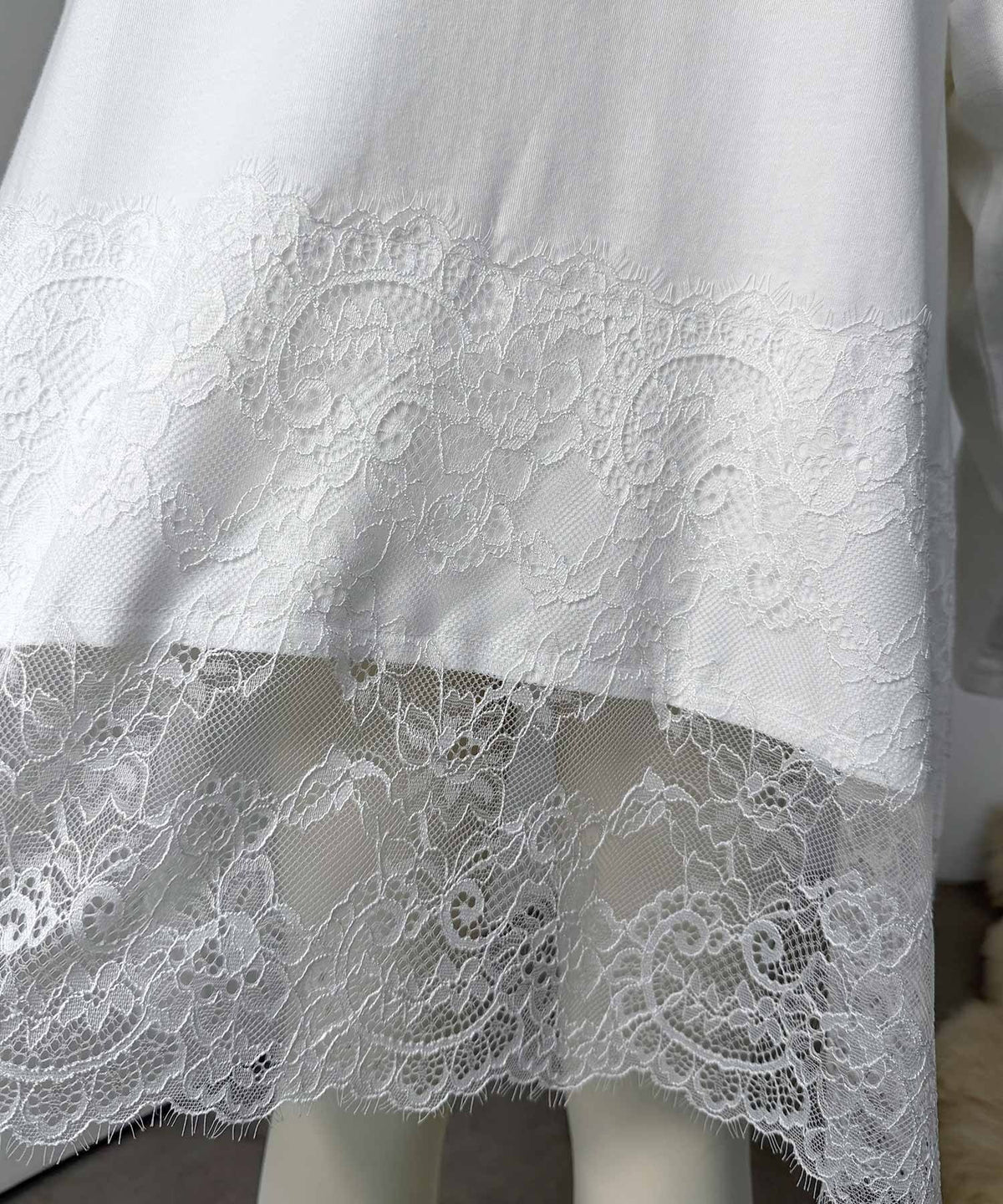 【キッズ】親子お揃いOK♪さらっと今っぽくなる 裾レースドッキングTシャツ(長袖) ck1020364