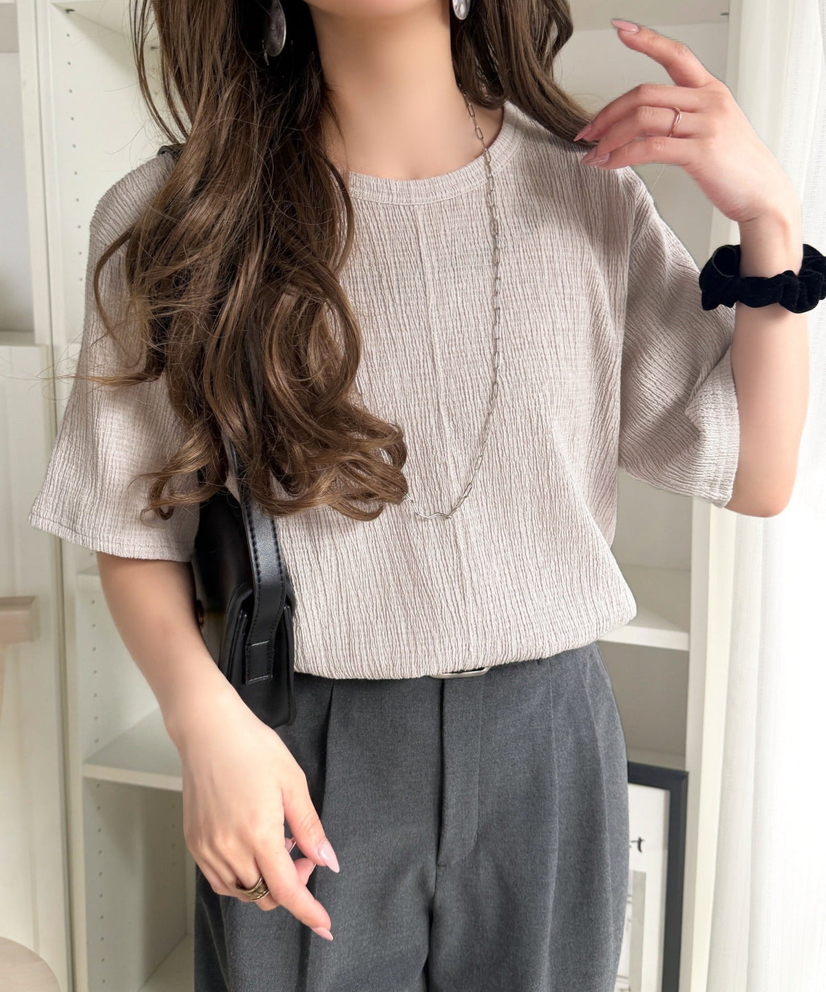 軽やか涼感、さらり抜け感。楊柳ベーシックTシャツ(半袖) ce1260529