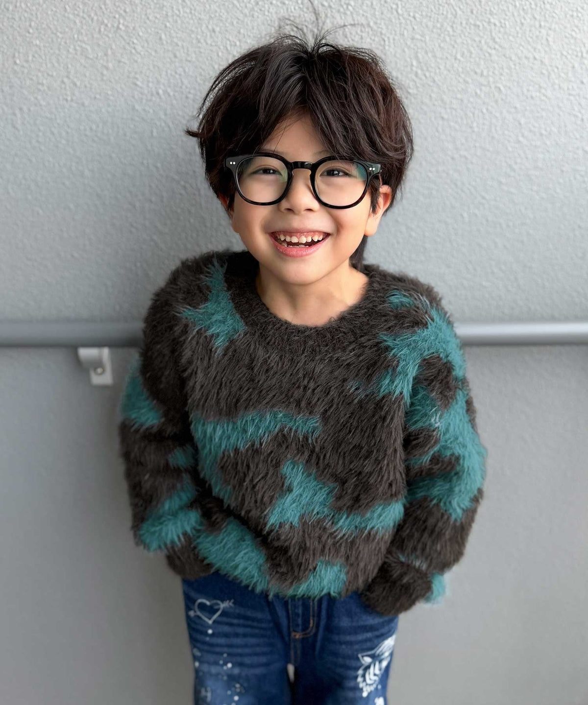 《MAIKOさん×クラシカルエルフコラボ》【親子リンクコーデ可】1枚で主役級！ニュアンス柄ニットプルオーバー ce1015113