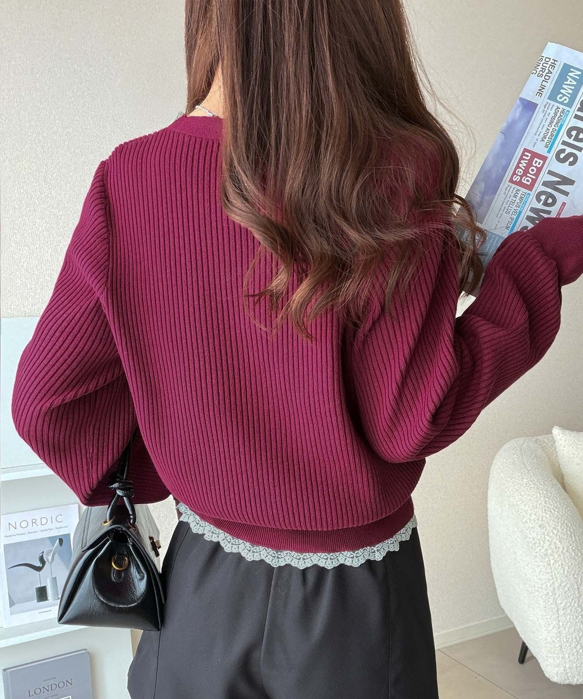 【mily bilet】裾からのぞくレースに、ときめく。ヘムレースカーディガン mi1359069