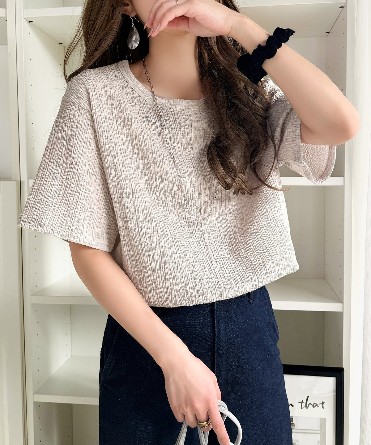 軽やか涼感、さらり抜け感。楊柳ベーシックTシャツ(半袖) ce1260529