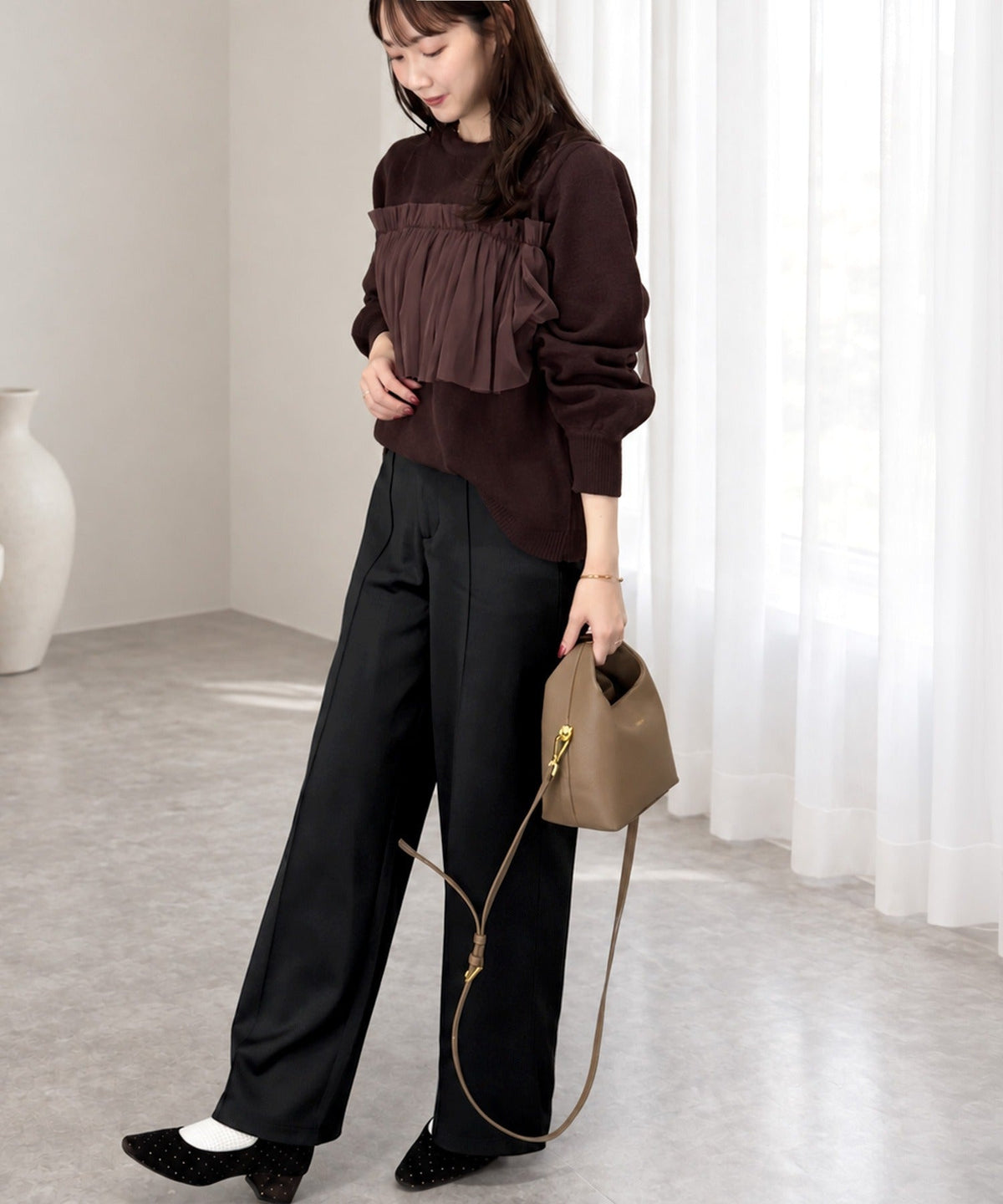《ERIKOさん×クラシカルエルフコラボ》履くだけで美脚魅せ◎ 柔らかダンボールセンタープレスパンツ ce1015114