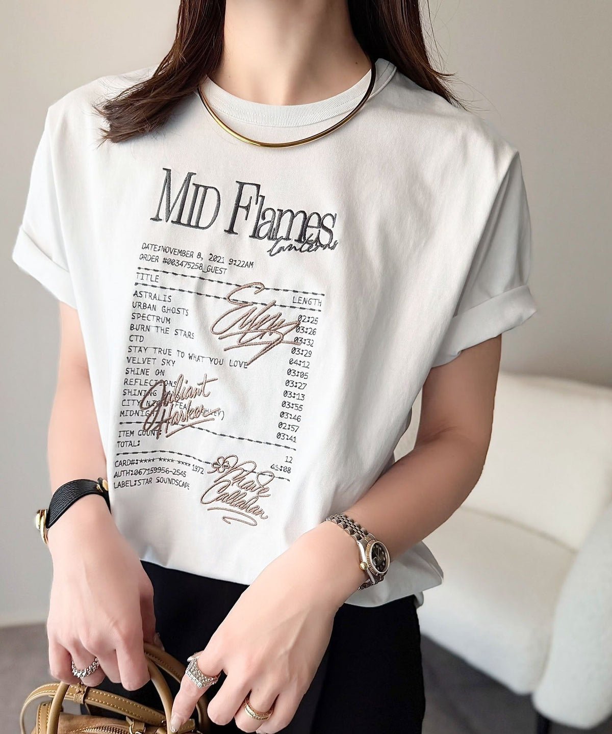 【接触冷感機能付き】遊びゴコロをくすぐる。筆記体サイン調ロゴ刺繍Tシャツ（半袖） ce1260551