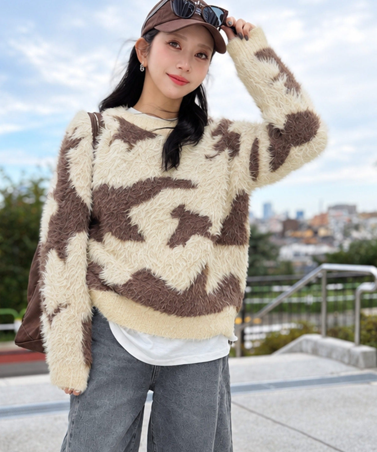 《MAIKOさん×クラシカルエルフコラボ》【親子リンクコーデ可】1枚で主役級！ニュアンス柄ニットプルオーバー ce1015113