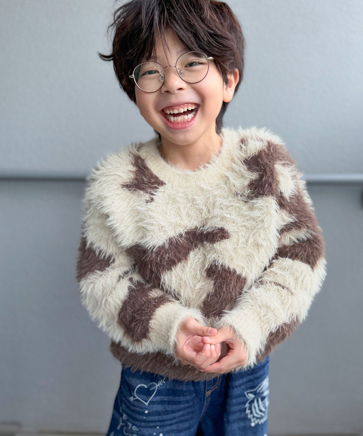 《MAIKO×クラシカルエルフコラボ》【キッズ】ママとお揃いできちゃう♪ニュアンス柄ニットプルオーバー ck1015113