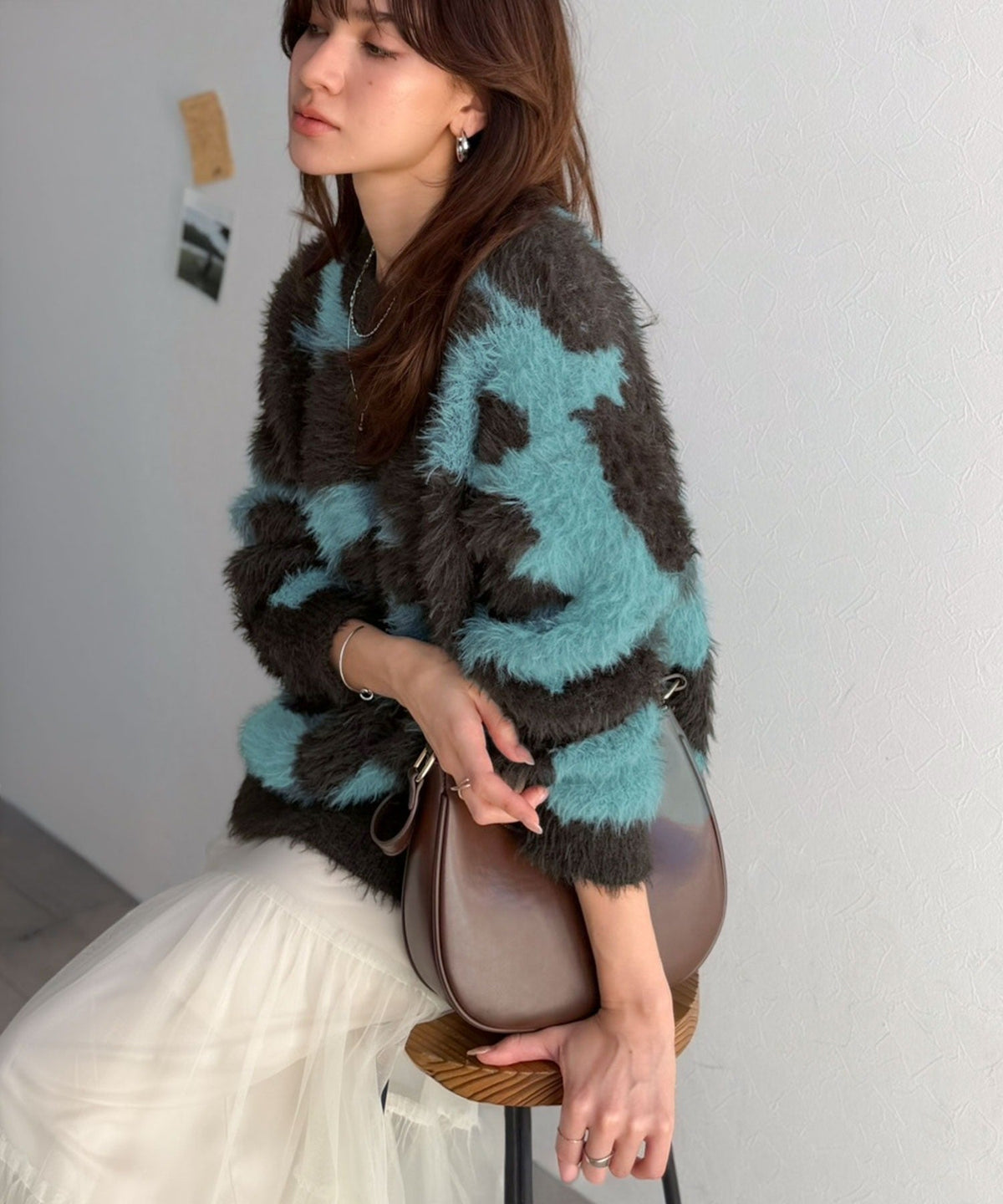 《MAIKOさん×クラシカルエルフコラボ》【親子リンクコーデ可】1枚で主役級！ニュアンス柄ニットプルオーバー ce1015113