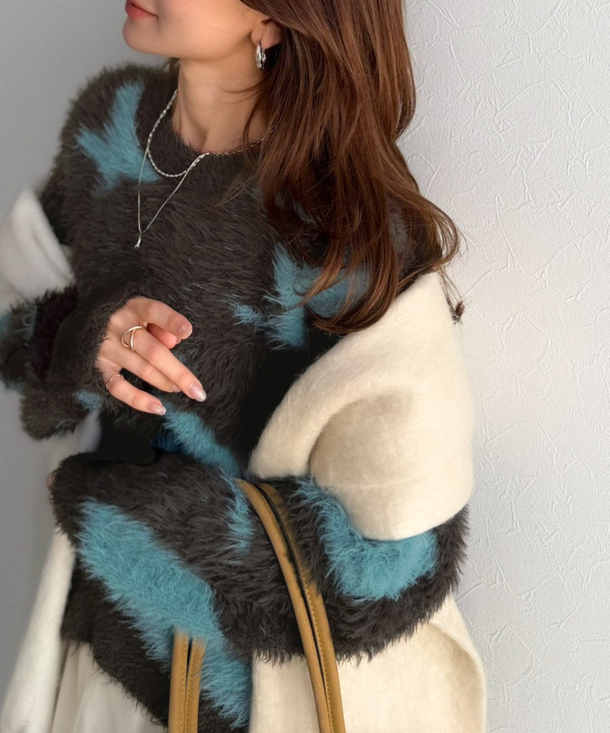 《MAIKOさん×クラシカルエルフコラボ》【親子リンクコーデ可】1枚で主役級！ニュアンス柄ニットプルオーバー ce1015113