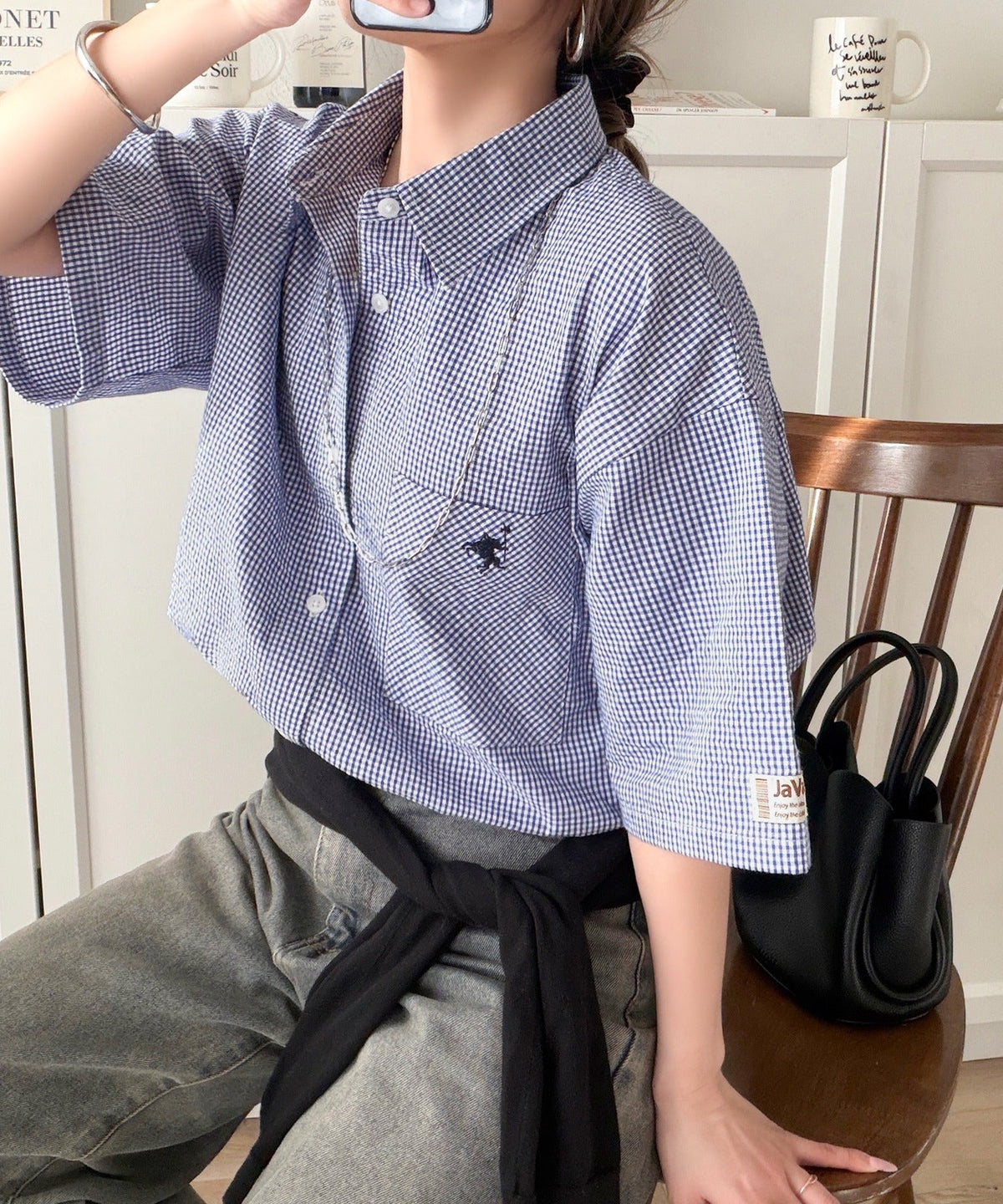 《JaVaジャバコラボ》ベーシックに、垢抜けを。胸ポケット刺繍サッカーチェックシャツ（半袖） jv1010536
