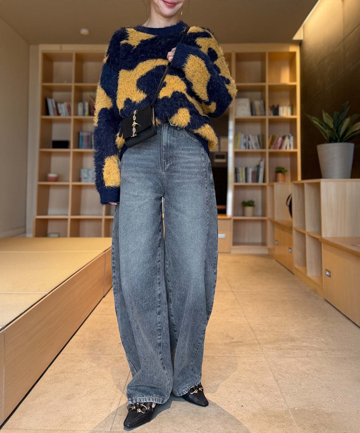 《MAIKOさん×クラシカルエルフコラボ》【親子リンクコーデ可】1枚で主役級！ニュアンス柄ニットプルオーバー ce1015113