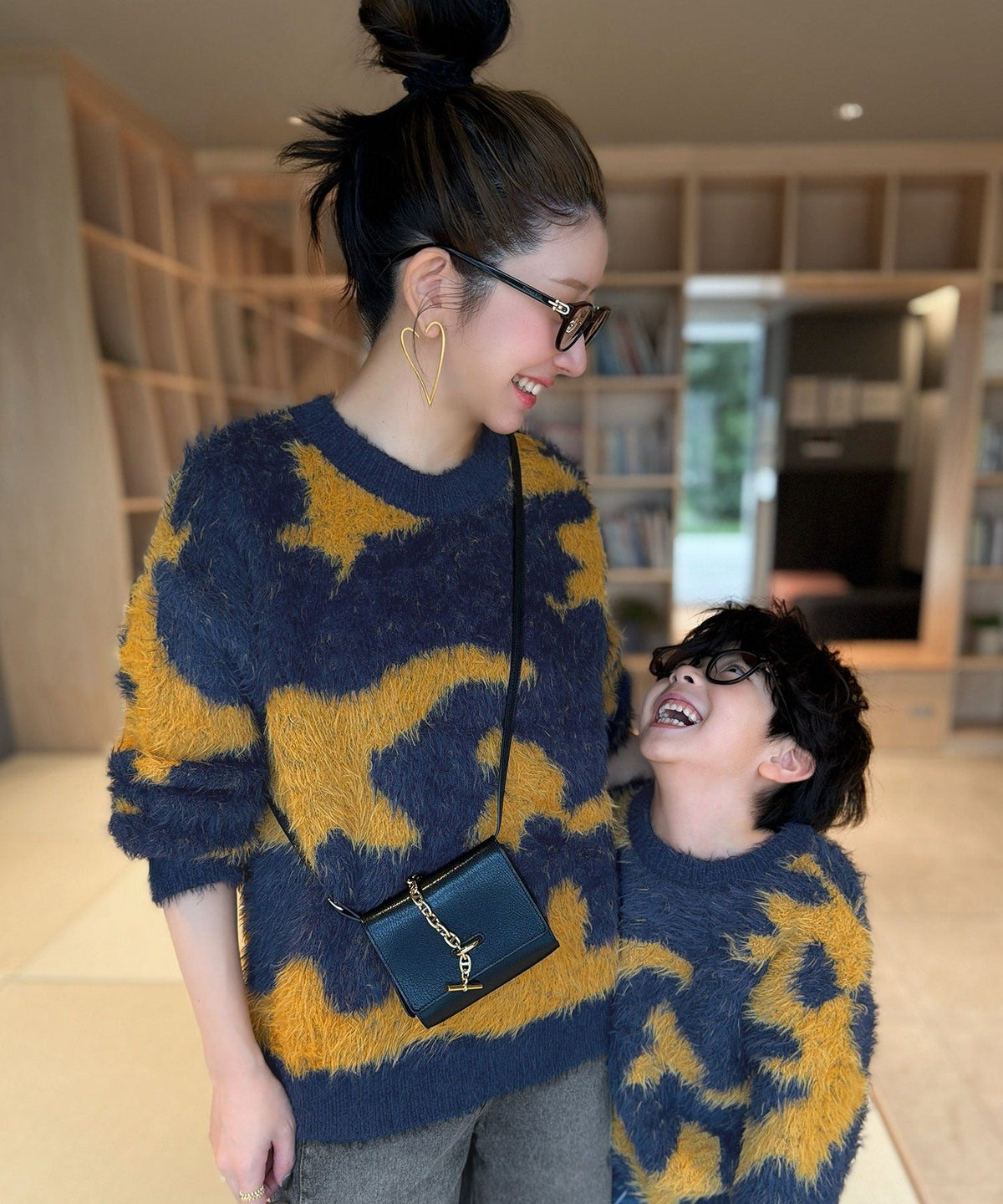 《MAIKOさん×クラシカルエルフコラボ》【親子リンクコーデ可】1枚で主役級！ニュアンス柄ニットプルオーバー ce1015113