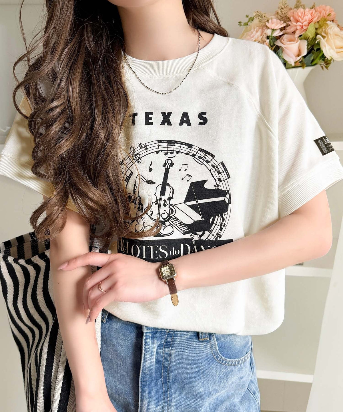 《JaVa ジャバコラボ》目を奪う、こなれ感。古着デザイン風ミュージックプリントTシャツ(半袖) jv1330086