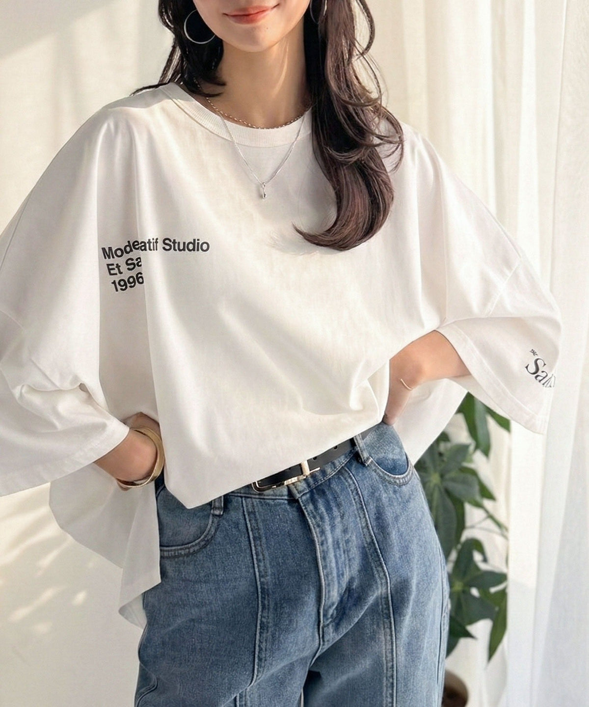 【接触冷感・吸水速乾機能付き】配色ロゴに秘める、大人の遊び心。フロッキーロゴ付きオーバーシルエットTシャツ（半袖） ce1330076