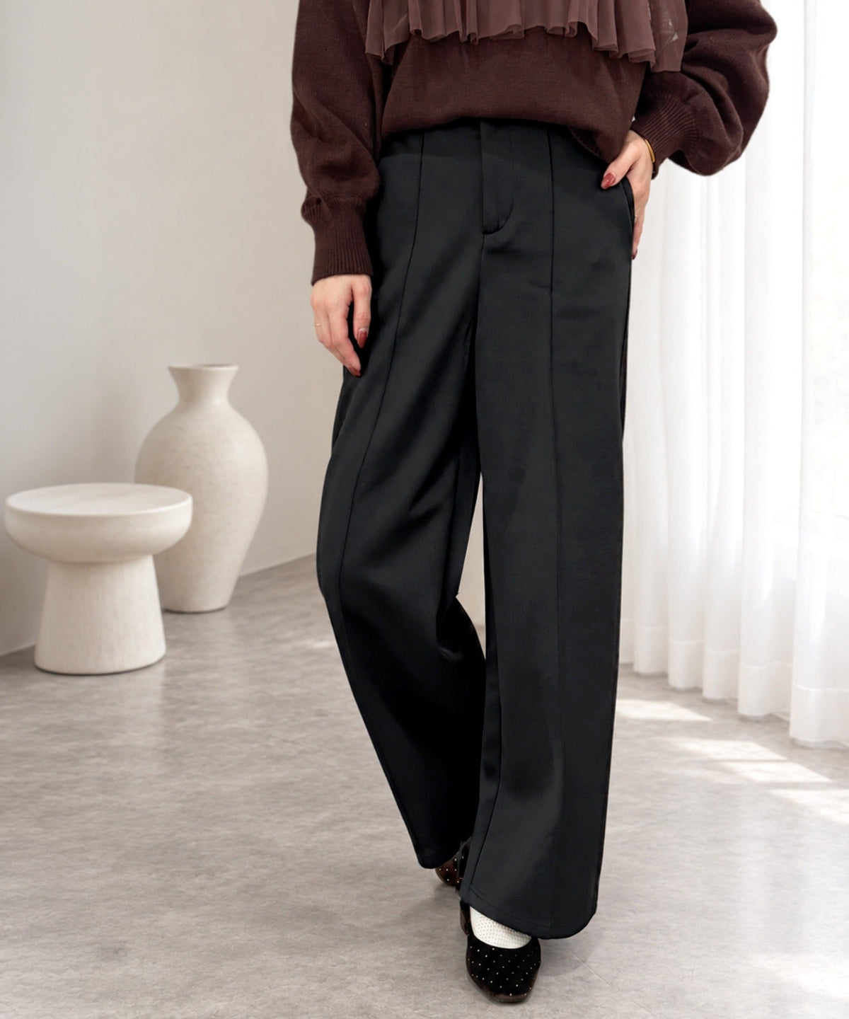 《ERIKOさん×クラシカルエルフコラボ》履くだけで美脚魅せ◎ 柔らかダンボールセンタープレスパンツ ce1015114