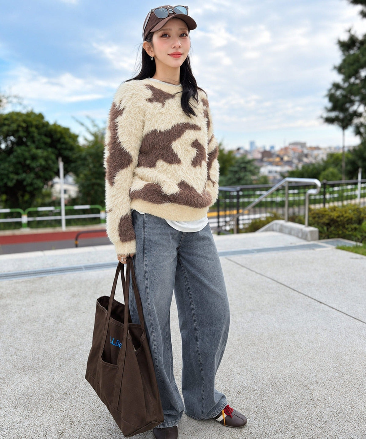 《MAIKOさん×クラシカルエルフコラボ》【親子リンクコーデ可】1枚で主役級！ニュアンス柄ニットプルオーバー ce1015113