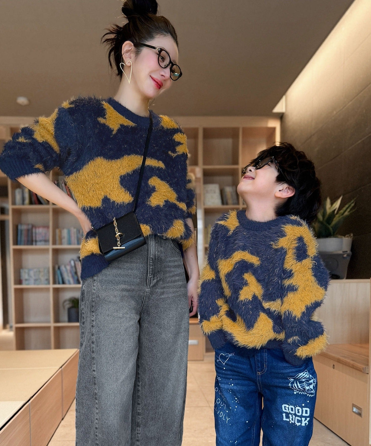 《MAIKOさん×クラシカルエルフコラボ》【親子リンクコーデ可】1枚で主役級！ニュアンス柄ニットプルオーバー ce1015113