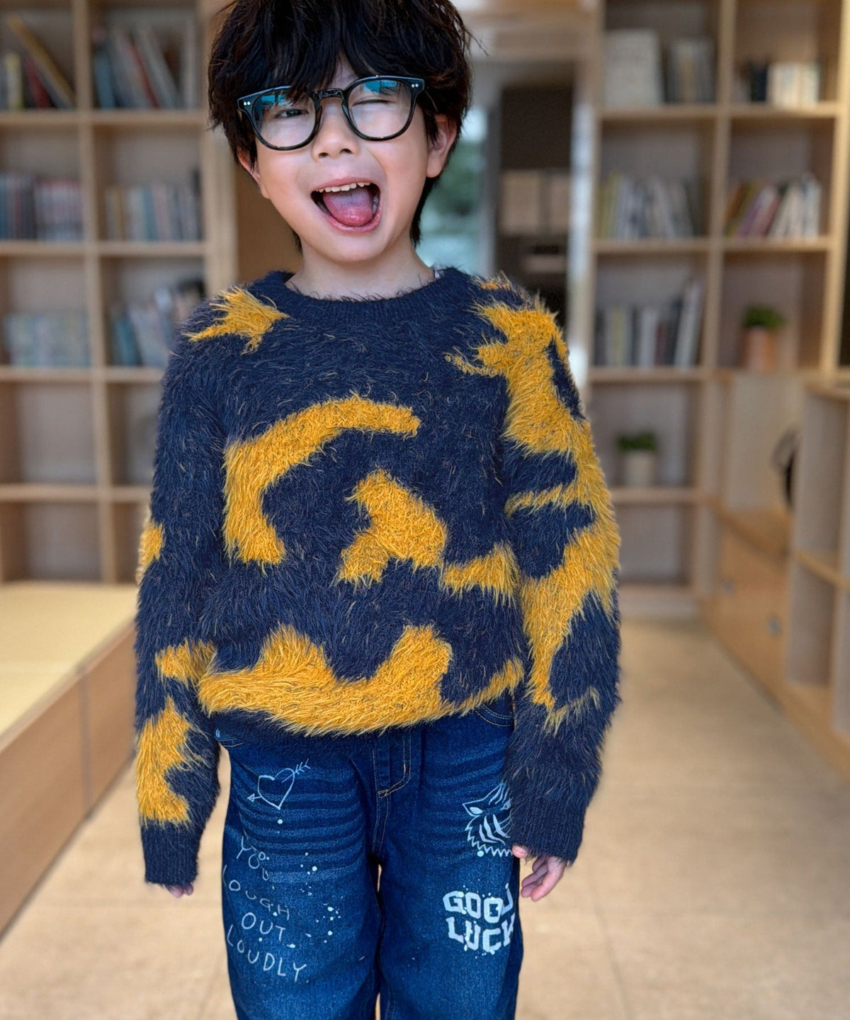 《MAIKOさん×クラシカルエルフコラボ》【親子リンクコーデ可】1枚で主役級！ニュアンス柄ニットプルオーバー ce1015113