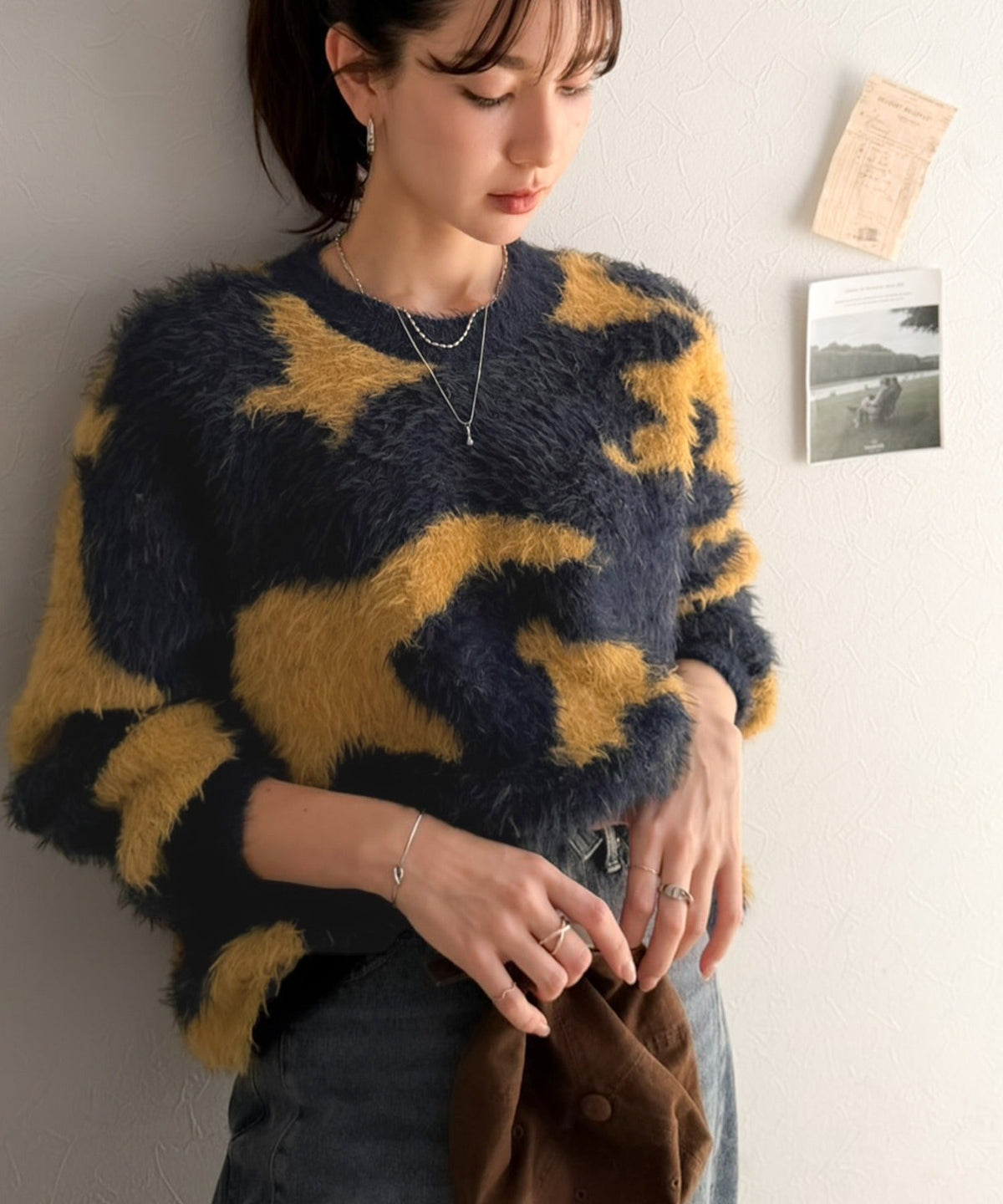 《MAIKOさん×クラシカルエルフコラボ》【親子リンクコーデ可】1枚で主役級！ニュアンス柄ニットプルオーバー ce1015113