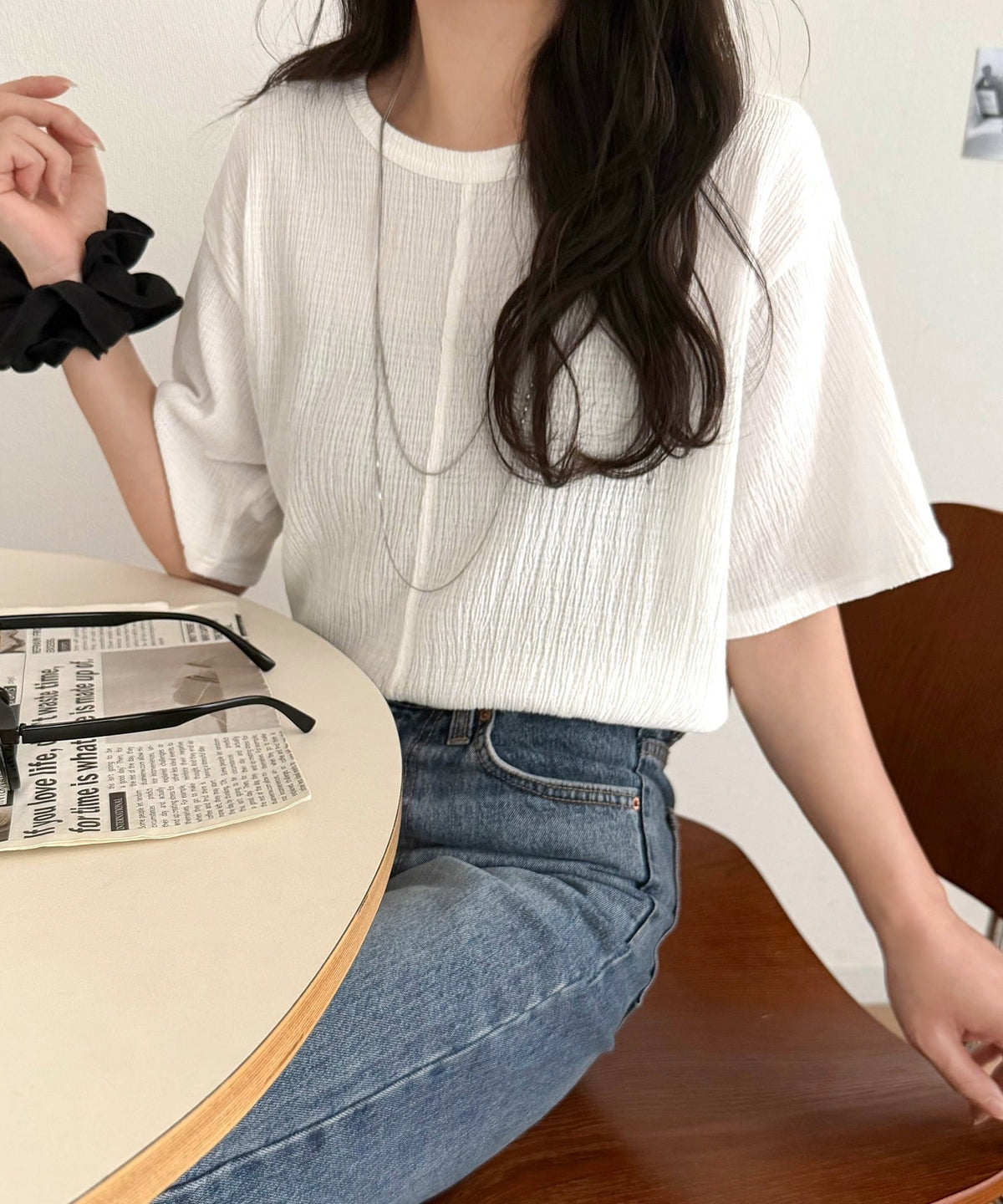 軽やか涼感、さらり抜け感。楊柳ベーシックTシャツ(半袖) ce1260529