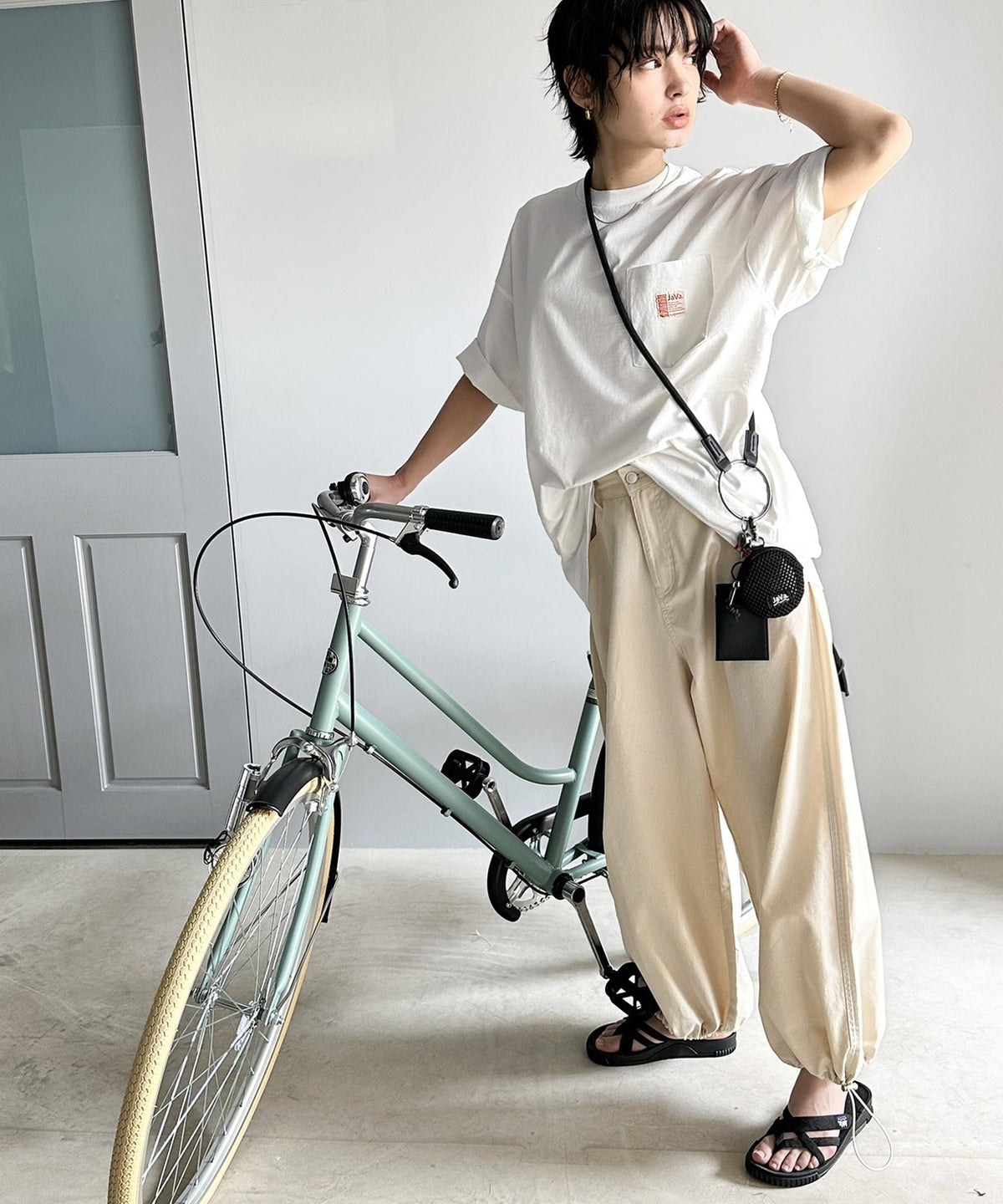 《JaVa ジャバコラボ》古着風ストリートMIX。綿100%ヘヴィーウエイト胸ポケピグメントTシャツ jv1029020