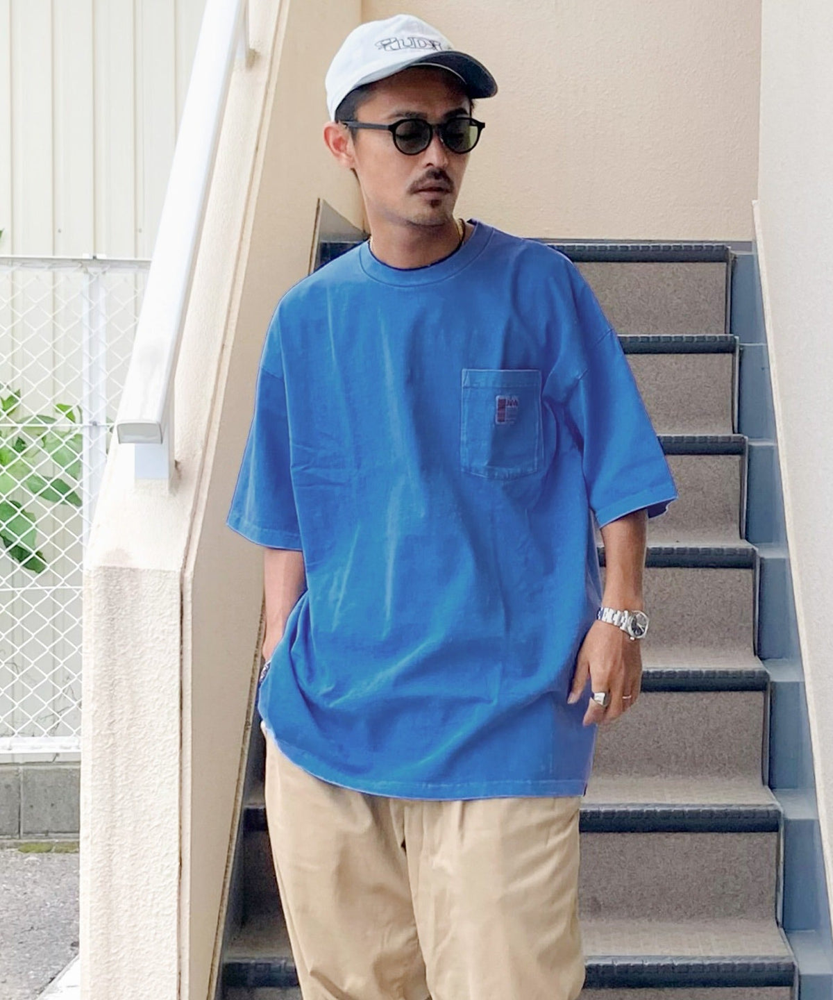 《JaVa ジャバコラボ》古着風ストリートMIX。綿100%ヘヴィーウエイト胸ポケピグメントTシャツ jv1029020