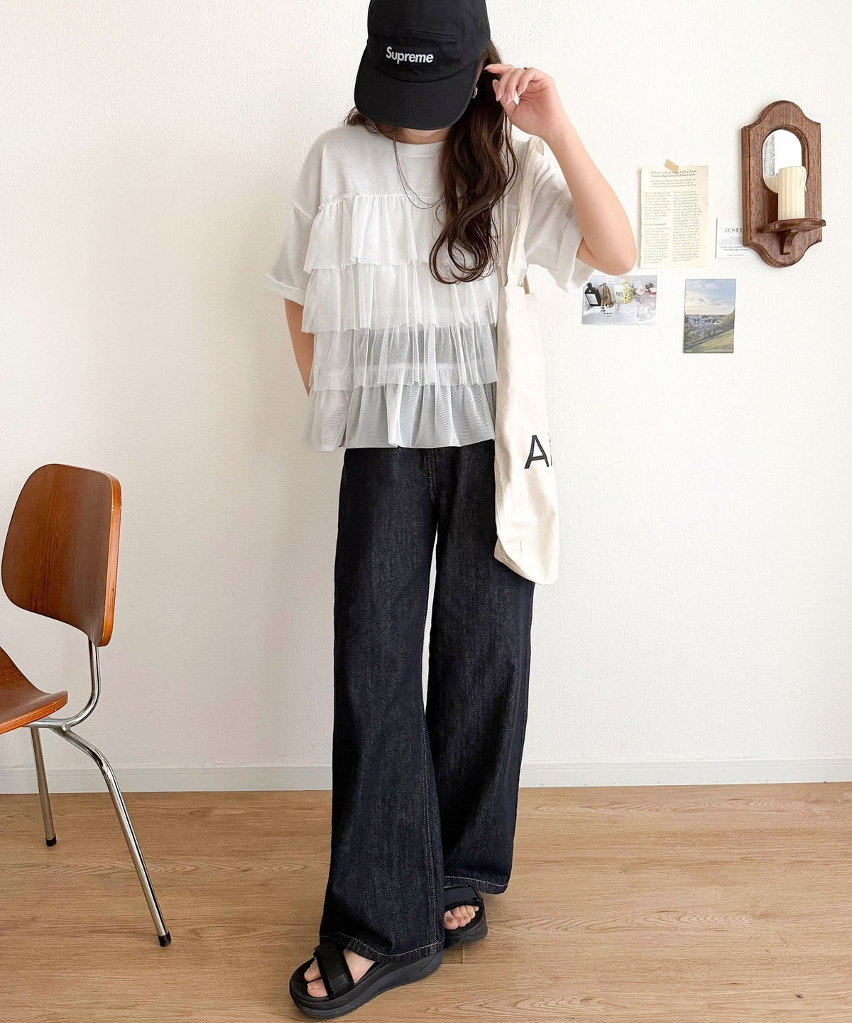 重ねてる風、が今っぽい。ビスチェ風チュールフリルドッキングTシャツ（半袖） ce1010572