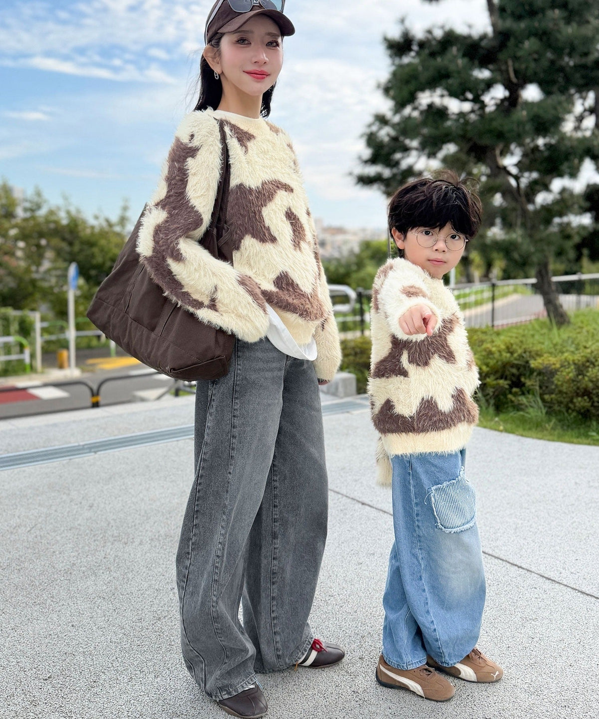 《MAIKOさん×クラシカルエルフコラボ》【親子リンクコーデ可】1枚で主役級！ニュアンス柄ニットプルオーバー ce1015113