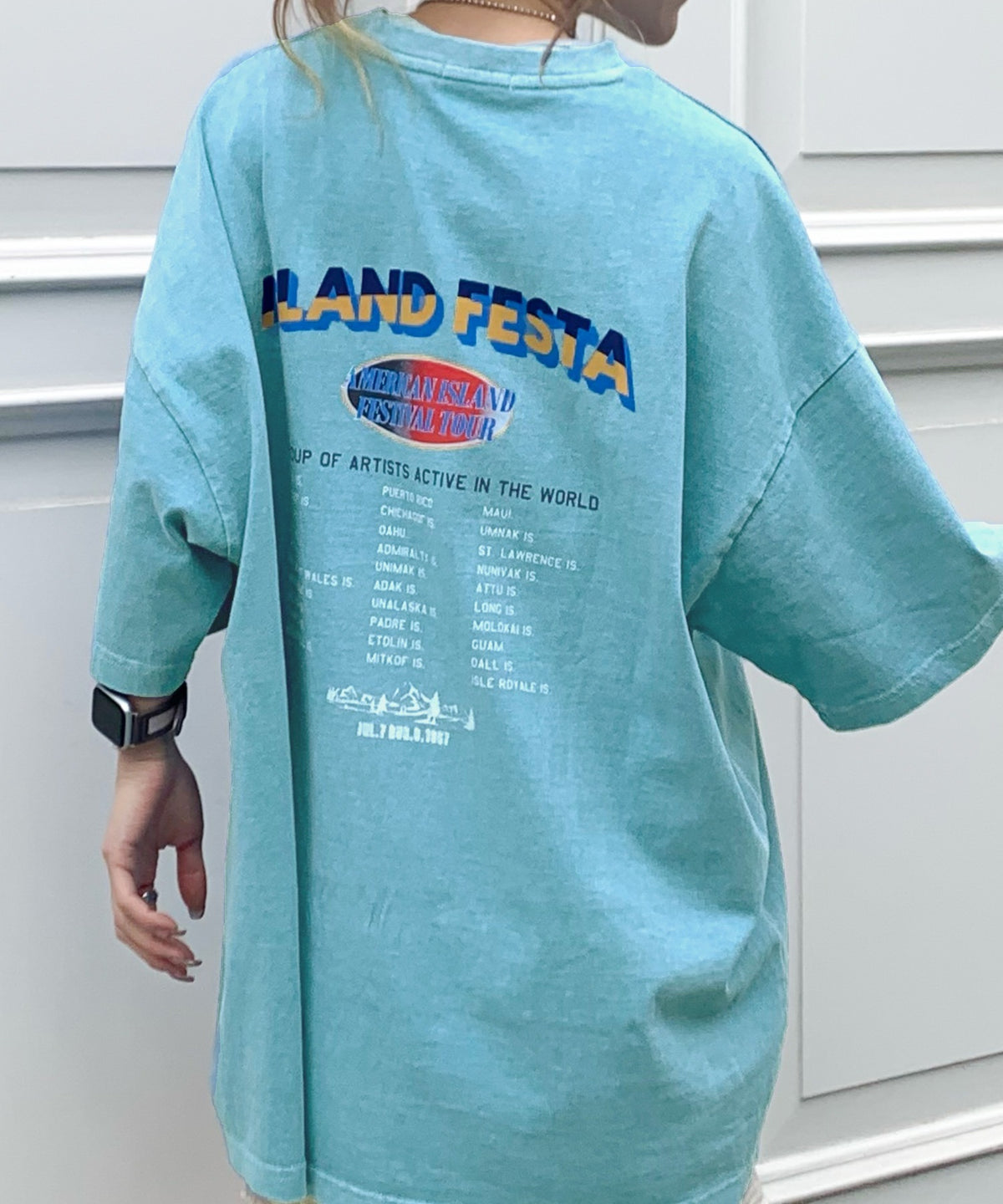 《JAVA ジャバコラボ》こなれた大人カジュアルスタイルの主役に。綿100%フェスロゴピグメントTシャツ jv1029046
