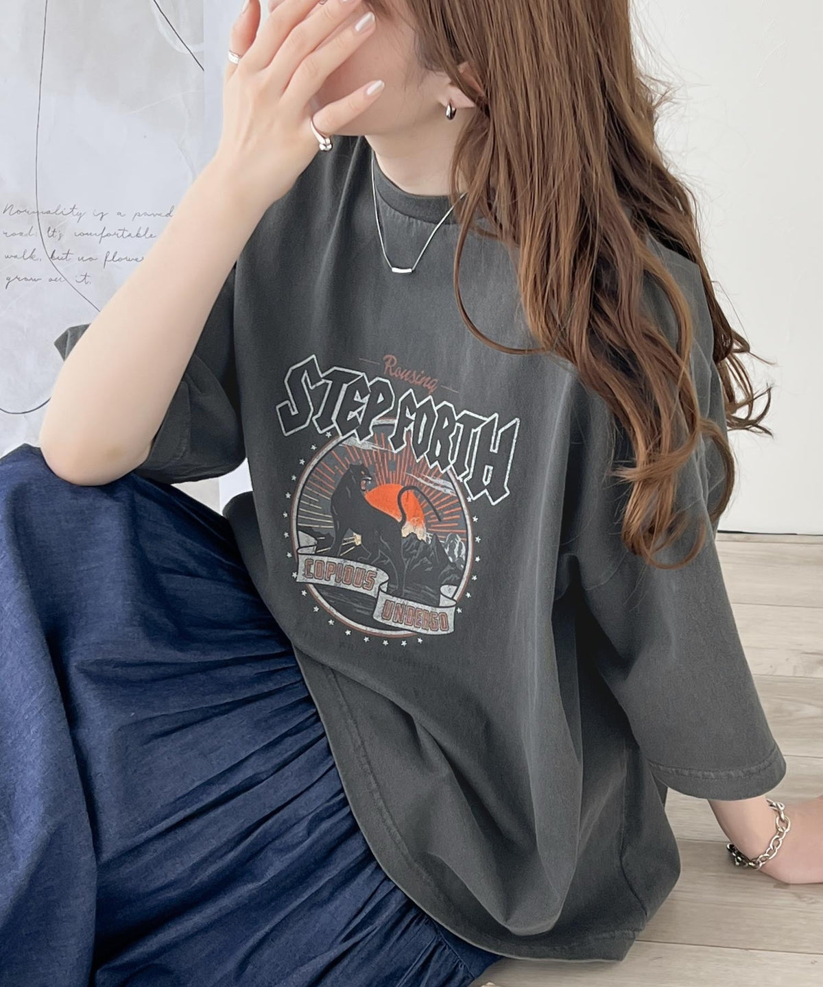 《Javaジャバコラボ》ゆるっとカジュアルに着こなす。綿100%ピグメント加工グラフィックプリントTシャツ＆ロンT(半袖)(長袖) jv1050148