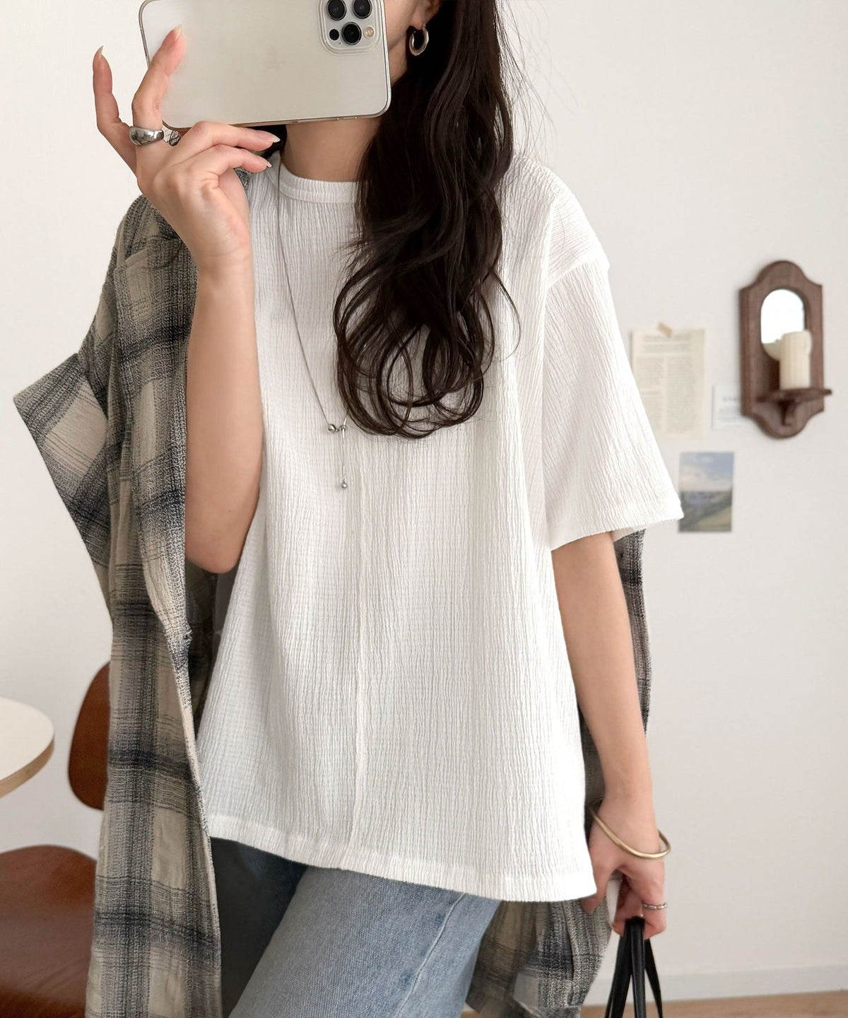 軽やか涼感、さらり抜け感。楊柳ベーシックTシャツ(半袖) ce1260529