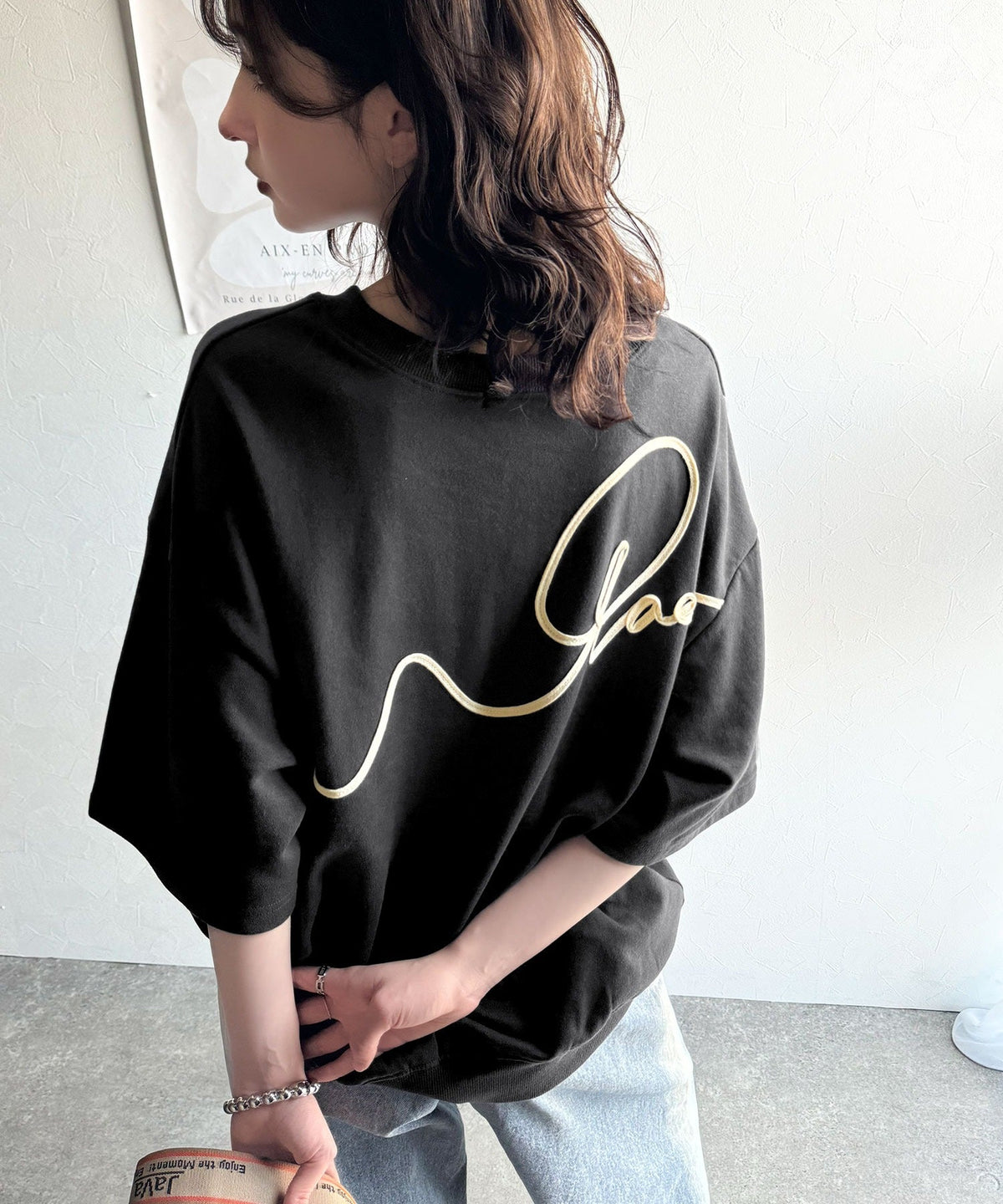 春夏の新定番！ウェーブコード刺繍ハーフスリーブpaeanトップス cm1260418