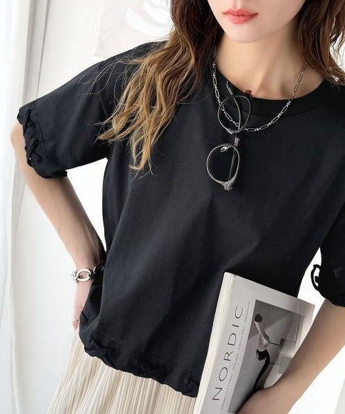 華やかさとこなれ感を両立！レースアップデザインクロップドＴシャツ(半袖) ce1010407