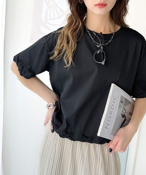 華やかさとこなれ感を両立！レースアップデザインクロップドＴシャツ(半袖) ce1010407