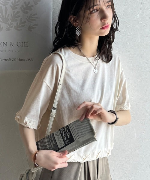 華やかさとこなれ感を両立！レースアップデザインクロップドＴシャツ(半袖) ce1010407