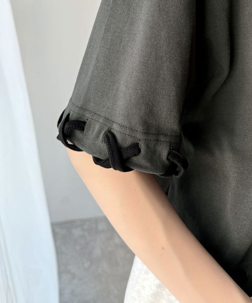 華やかさとこなれ感を両立！レースアップデザインクロップドＴシャツ(半袖) ce1010407