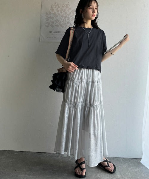 華やかさとこなれ感を両立！レースアップデザインクロップドＴシャツ(半袖) ce1010407