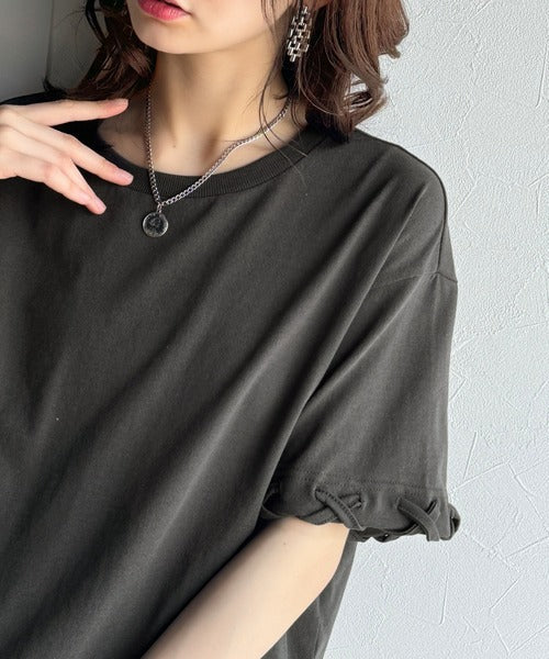 華やかさとこなれ感を両立！レースアップデザインクロップドＴシャツ(半袖) ce1010407