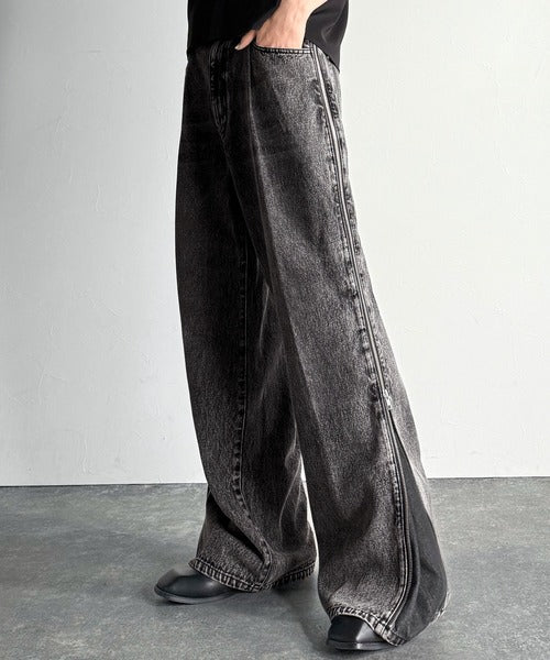 Vintage Washed Side-Zip Denim／サイドジップ綿100％ヴィンテージウォッシュプデニム co1150002