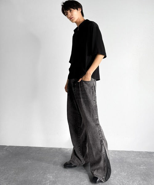 Vintage Washed Side-Zip Denim／サイドジップ綿100％ヴィンテージウォッシュプデニム co1150002